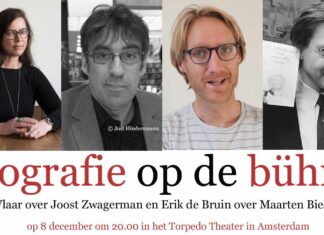 8 december Biografie op de bühne met Maria Vlaar over Joost Zwagerman en Erik de Bruin over Maarten Biesheuvel